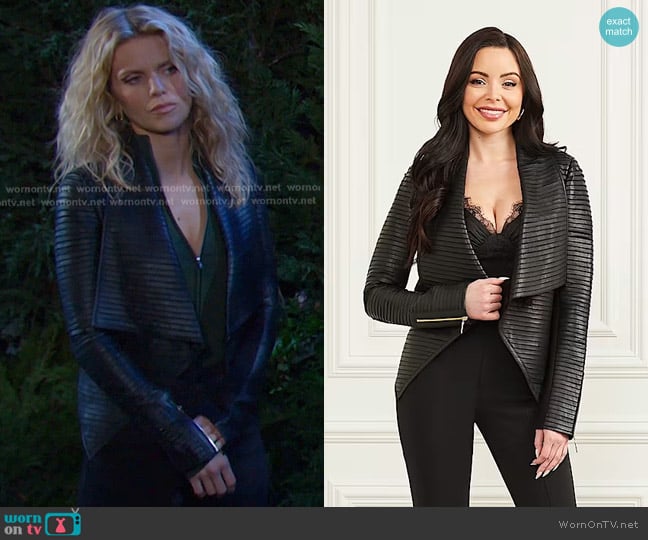 Cat’s black pleated leather jacket on Days of our Lives
