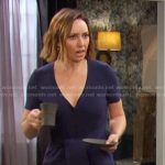 Gwen’s navy tie front dress on Days of our Lives