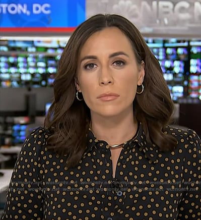 Hallie’s black polka dot shirtdress on Today