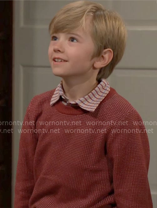 Harrison's red dotted sweater on The Young and the Restless