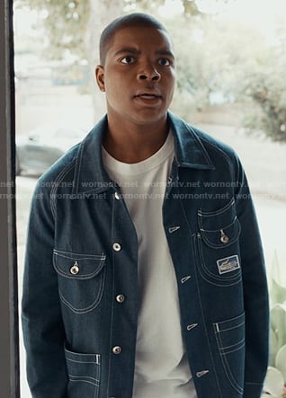 Harry's denim jacket with white stitching on 9-1-1