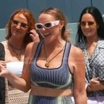 Heather's blue ribbed crop top and mini skirt on The Real Housewives of Salt Lake City