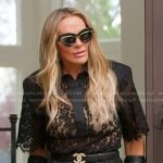 Heather’s black lace top and skirt on The Real Housewives of Salt Lake City