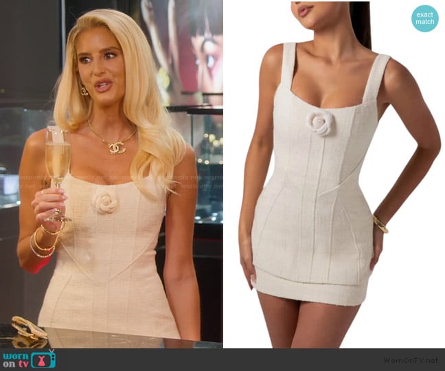 Heiress Beverly Hills Boucle Flower Mini Dress worn by Emma Hernan on Selling Sunset
