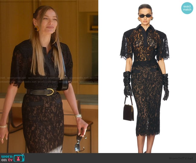 Helsa The Lace Shirt With Shoulder Pad worn by Alanna Gold on Selling Sunset