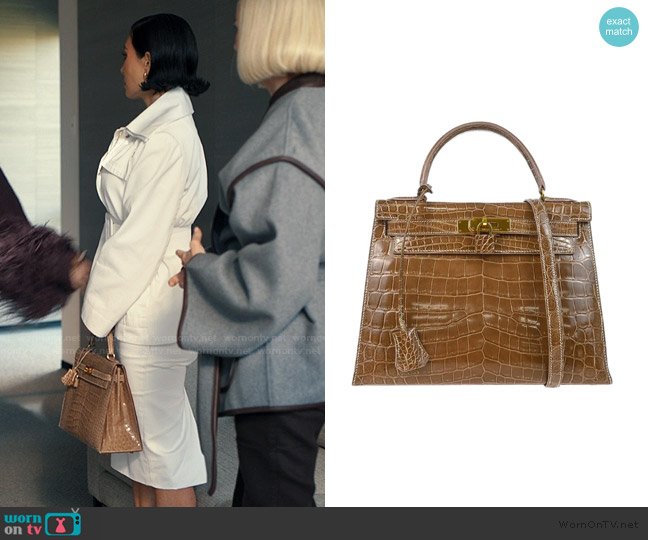Hermes Brown Niloticus Crocodile Kelly 28 Bag worn by Allura Grant (Kim Kardashian) on Alls Fair