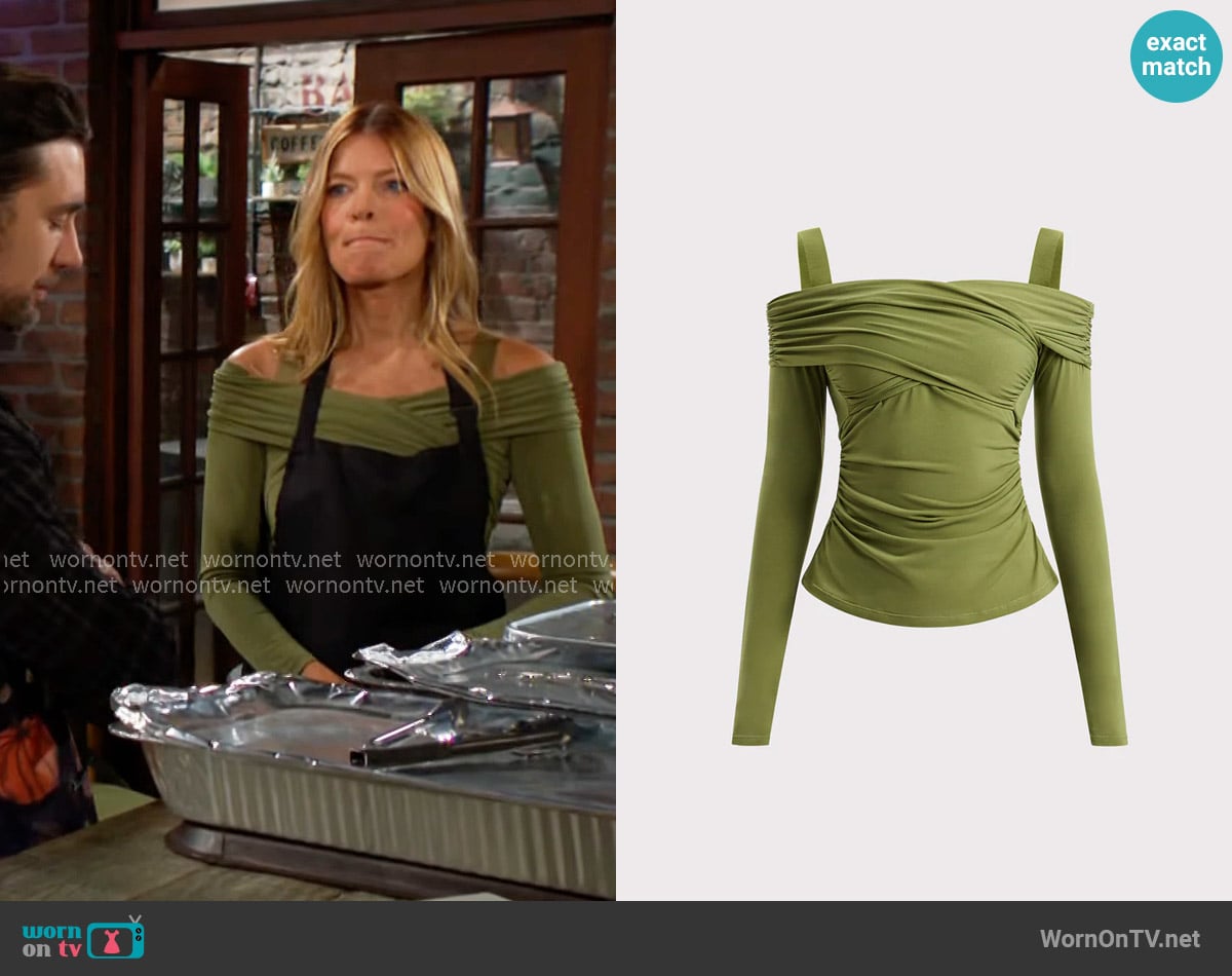 Herve Leger The Ellen Top in Meadow worn by Phyllis Summers (Michelle Stafford) on The Young and the Restless