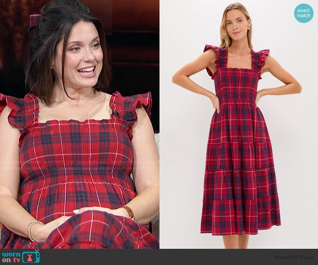 Hill House Home Cherry Tartan Ellie Nap Dress worn by Ali Cobrin on Access Hollywood
