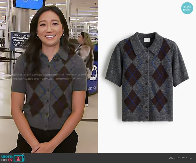 Kathy Park’s grey argyle cardigan on Today