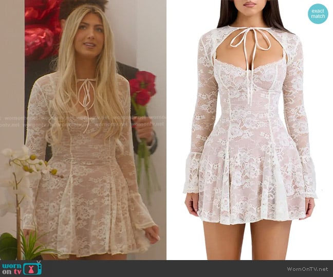 House of CB Alice Underwire Lace Minidress & Bolero in Vintage Cream worn by Kitty-Blu Appleton on Selling Sunset