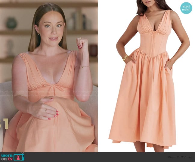 House of CB Emmelina Corset Bodice Cocktail Dress worn by Whitney Leavitt on The Secret Lives of Mormon Wives