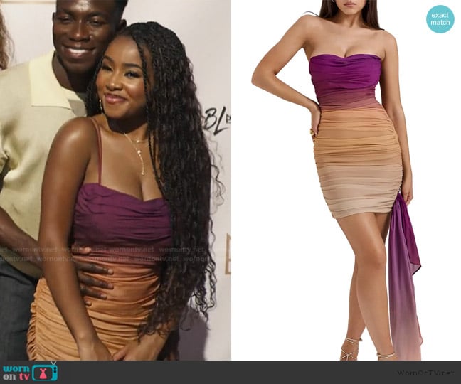 House of CB Sofie Strapless Side Drape Dress worn by Marisa (Layla Crawford) on Bel-Air