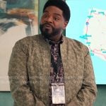 Howard’s drinks print shirt and green printed bomber jacket on Loot