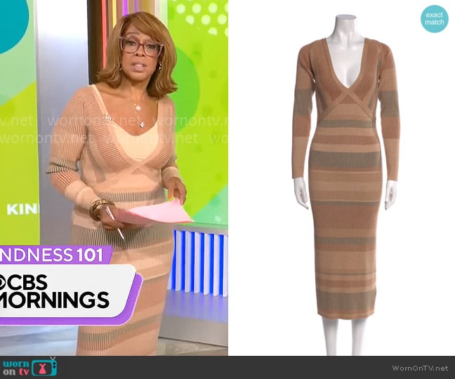 Intermix Striped Long Dress worn by Gayle King on CBS Mornings