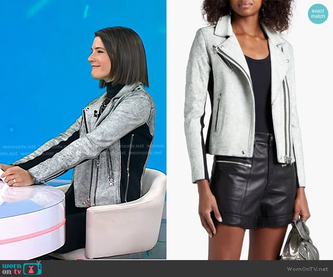 Iro Ilaria Ribbed Knit-paneled Cracked-leather Biker Jacket worn by Daryn Carp on Today