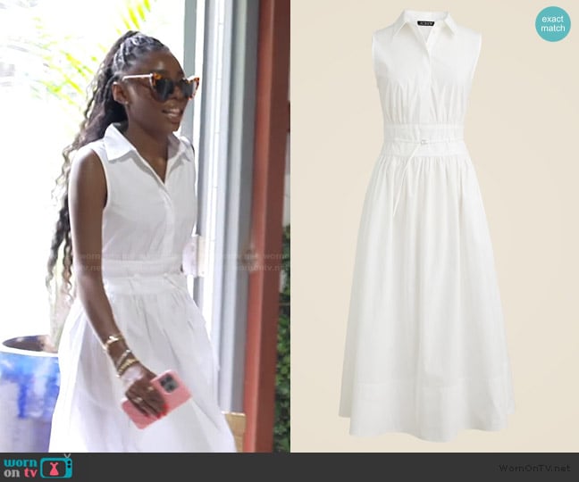 J. Crew Fitted-waist shirt-dress in cotton poplin worn by Venita Aspen on Southern Charm