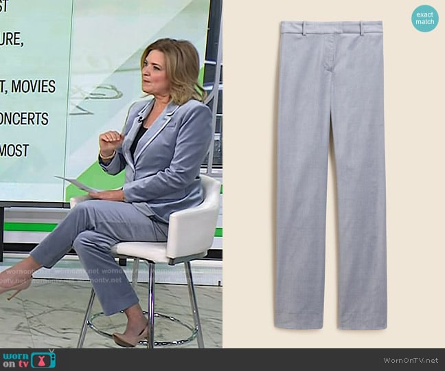 J. Crew Stella Pant in velvet in Slate Blue worn by Christine Romans on Today