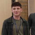 Jacob’s ribbed cardigan on Abbott Elementary