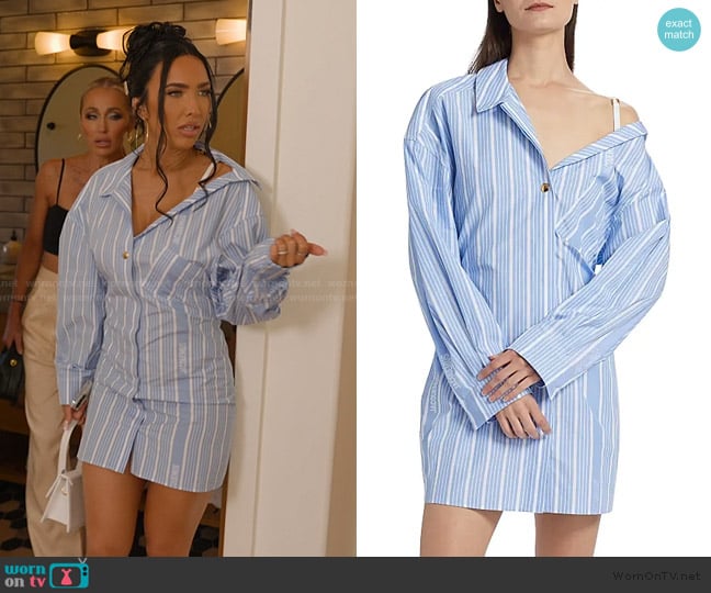 Jacquemus Asymmetrical Cotton Shirtdress worn by Bre Tiesi on Selling Sunset
