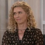 Jan’s black printed top on Beyond the Gates