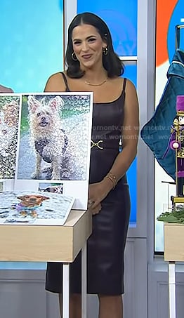 Janelle Cohen’s dark purple leather dress on Today