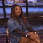 Janelle James’s denim lace-up dress on Live with Kelly and Mark