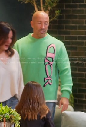 Jason's green print sweater on Selling Sunset