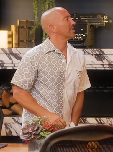 Jason's mixed print shirt on Selling Sunset