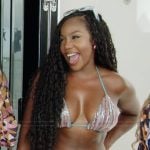 Jassi’s metallic stripe bikini and pants set on The Real Housewives of Potomac