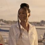 Jax’s white cropped zip jacket on Reasonable Doubt