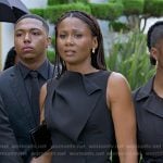Jax’s black sleeveless ruffle dress on Reasonable Doubt