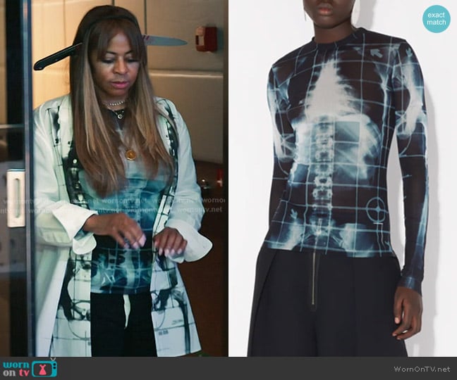 Jean Paul Gaultier Squeletor Mesh Top worn by Mary Cosby on The Real Housewives of Salt Lake City
