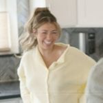 Jen’s yellow cardigan on The Secret Lives of Mormon Wives