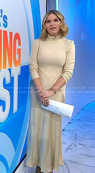 Jenna's beige mock neck maxi dress on Today