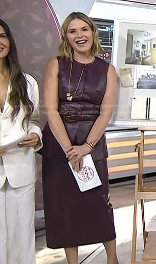 Jenna’s plum leather sleeveless top and skirt on Today