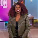 Jennifer’s green leather moto jacket on The Jennifer Hudson Show
