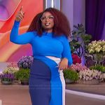 Jennifer’s blue printed skirt and top on The Jennifer Hudson Show