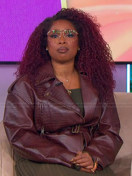 Jennifer's croc leather belted jacket on The Jennifer Hudson Show