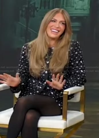 Jessi's black embellished jacket and skirt on Good Morning America