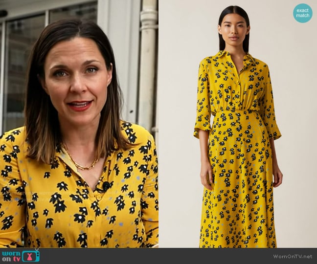 Jigsaw Drifting Ditsy Shirt Dress in Sunflower worn by Maggie Rulli on Good Morning America
