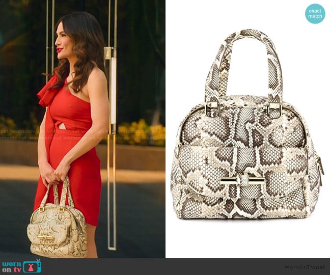 Jimmy Choo Justine Python Sachel Bag worn by Sandra Vergara on Selling Sunset