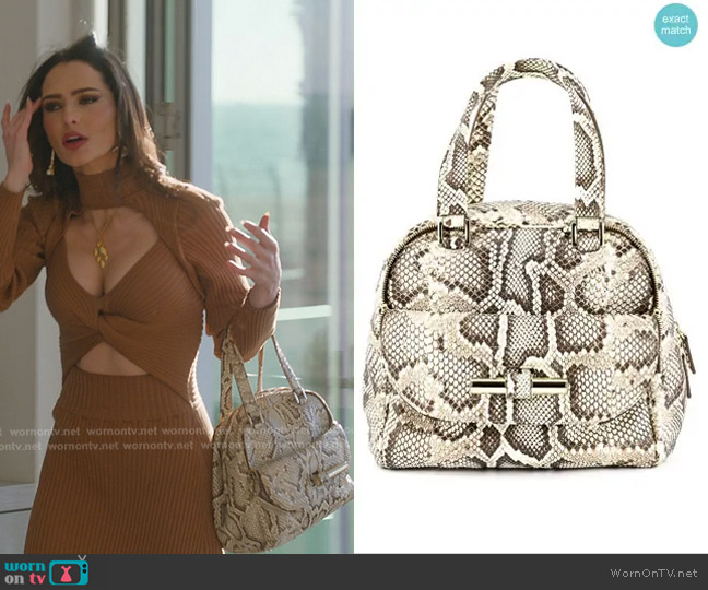 Jimmy Choo Justine Python Sachel Bag worn by Sandra Vergara on Selling Sunset