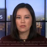 Jo Ling Kent’s burgundy cardigan with gold buttons on CBS Mornings