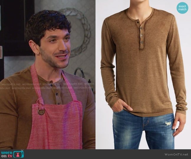 John Varvatos Christie Henley Shirt worn by (Javi Hernandez) on Days of our Lives
