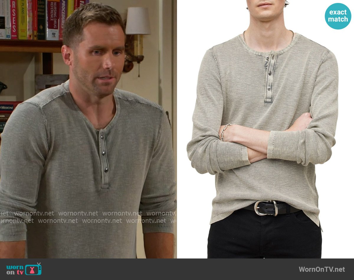 Derek’s grey henley shirt on Beyond the Gates