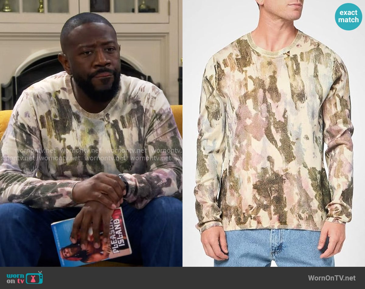 John Varvatos Romain Sweater worn by Malcom (Sheaun McKinney) on The Neighborhood