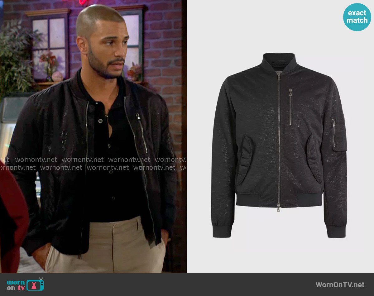 John Varvatos Sutter Flight Jacket worn by Holden Novak (Nathan Owens) on The Young and the Restless