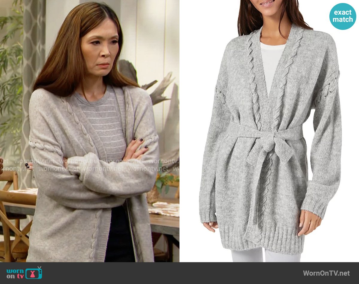 Joie Loftus Belted Cardigan worn by Penelope Poppy Nozawa (Romy Park) on The Bold and the Beautiful