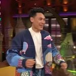 Jon M. Chu’s printed cardigan on The Kelly Clarkson Show