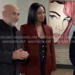 Jordan’s long burgundy coat on General Hospital